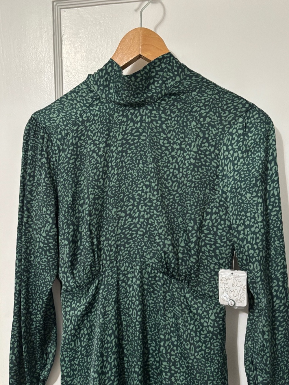 NWT Free People Green Animal Print Midi Dress Size 2